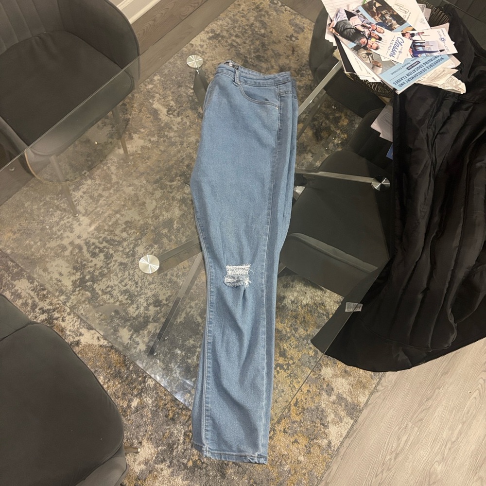 Boohoo Light Blue Straight Leg Jeans